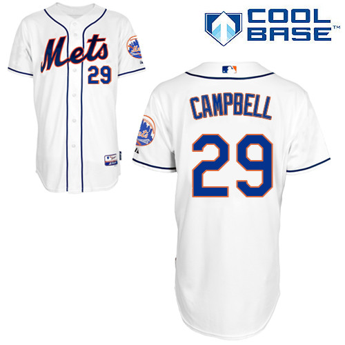 eric Campbell #29 MLB Jersey-New York Mets Men's Authentic Alternate 2 White Cool Base Baseball Jersey